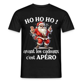 Pull Moche De Noël Humour Père Noel Apéro Cadeau - T-shirt homme - noir - Devant - AI Model Male 178 light (178cm)