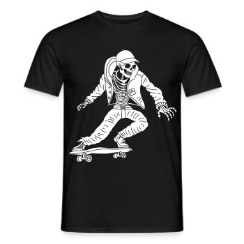 White skeleton on skateboard - Men's T-Shirt - black - Front - AI Model Male 178 light (178cm)