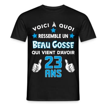 23 ans anniversaire homme cadeau drôle humour - T-shirt homme - noir - Devant - AI Model Male 178 light (178cm)