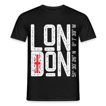 London Flag Distressed Typo - Men's T-Shirt - black - Front - AI Model Male 178 light (178cm)