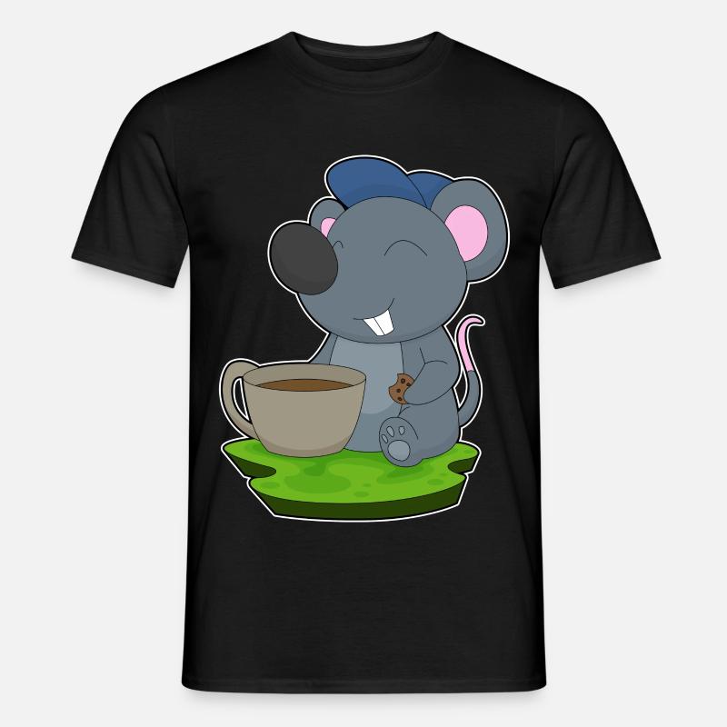 Maus Kaffee Tasse - Männer T-Shirt - Schwarz