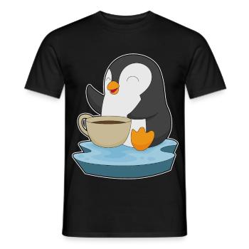 Tasse à café pingouin - T-shirt homme - noir - Devant - AI Model Male 178 light (178cm)