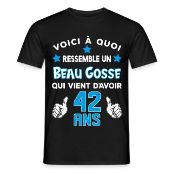 42 ans anniversaire homme cadeau drôle humour - T-shirt homme - noir - Devant - AI Model Male 178 light (178cm)