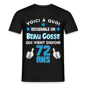 72 ans anniversaire homme cadeau drôle humour - T-shirt homme - noir - Devant - AI Model Male 178 light (178cm)