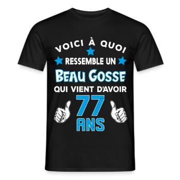 77 ans anniversaire homme cadeau drôle humour - T-shirt homme - noir - Devant - AI Model Male 178 light (178cm)