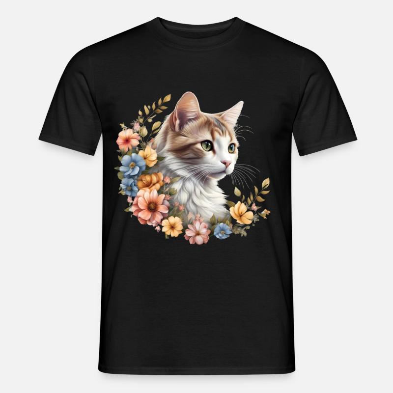 Blütenpracht Samtpfote - Männer T-Shirt - Schwarz