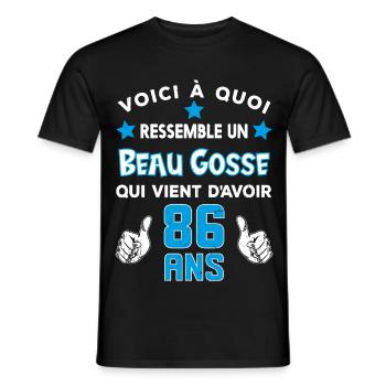 86 ans anniversaire homme cadeau drôle humour - T-shirt homme - noir - Devant - AI Model Male 178 light (178cm)