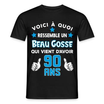 90 ans anniversaire homme cadeau drôle humour - T-shirt homme - noir - Devant - AI Model Male 178 light (178cm)