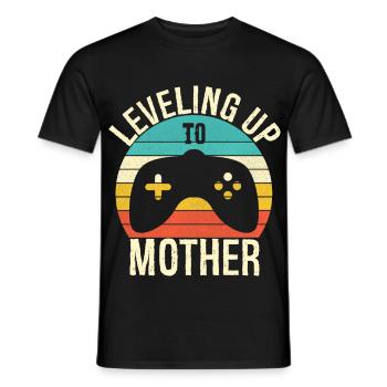 Leveled Up to Mother Mom Gift Mother's Day - T-shirt homme - noir - Devant - AI Model Male 178 light (178cm)