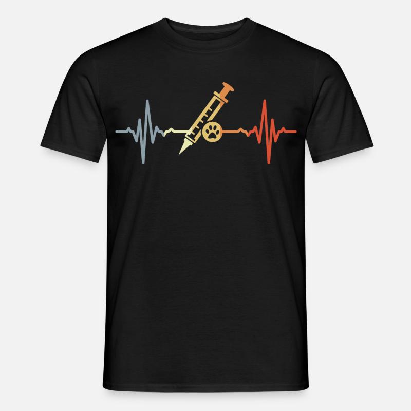 Tiermedizin Spritze EKG - Männer T-Shirt - Schwarz