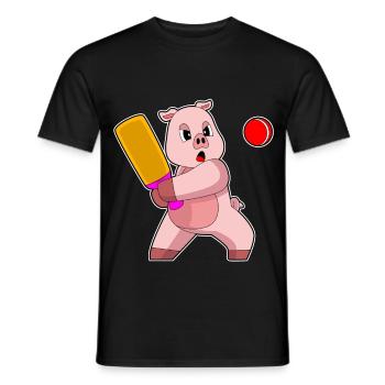 Pig Cricket Cricket Bat - Men's T-Shirt - black - Front - AI Model Male 178 light (178cm)