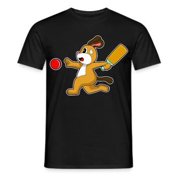 Chien Cricket Cricket Batte - T-shirt homme - noir - Devant - AI Model Male 178 light (178cm)