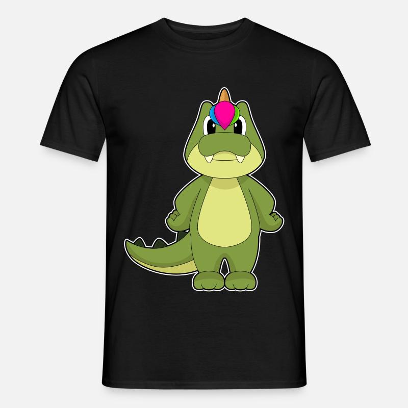 Krokodil Einhorn - Männer T-Shirt - Schwarz