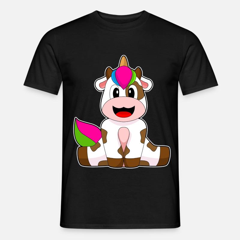 Kuh Einhorn - Männer T-Shirt - Schwarz