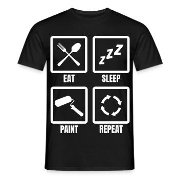 Eat Sleep Paint Repeat - Men's T-Shirt - black - Front - AI Model Male 178 light (178cm)