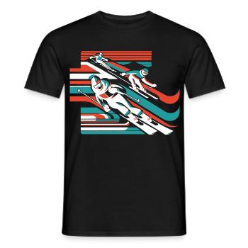 skiing winter sports snow winter - Men's T-Shirt - black - Front - AI Model Male 178 light (178cm)