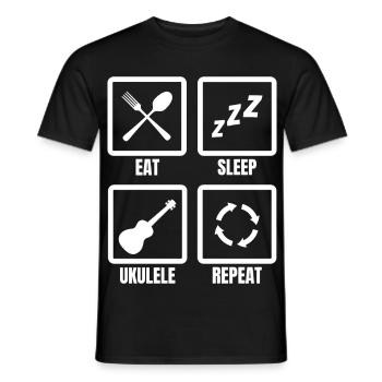Eat Sleep Ukulele Repeat - Männer T-Shirt - Schwarz - Vorne - AI Model Male 178 light (178cm)