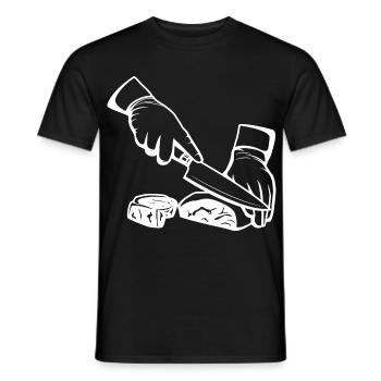 Croquis de découpe de viande - T-shirt homme - noir - Devant - AI Model Male 178 light (178cm)