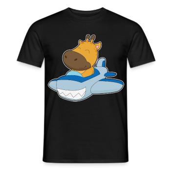 Giraffe Airplane - Men's T-Shirt - black - Front - AI Model Male 178 light (178cm)