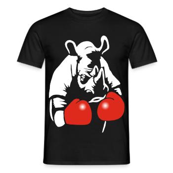 Rhinocéros boxeur - T-shirt homme - noir - Devant - AI Model Male 178 light (178cm)
