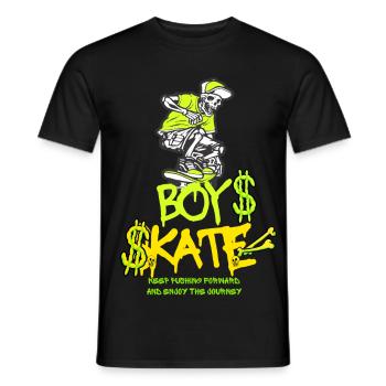 Boy Skateboarding Skull Graphic Design - Men's T-Shirt - black - Front - AI Model Male 178 light (178cm)