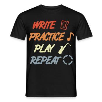 Write Practice Play Repeat - Men's T-Shirt - black - Front - AI Model Male 178 light (178cm)
