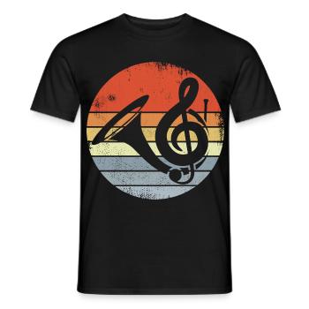 French Horn Sketch Vintage Look - Men's T-Shirt - black - Front - AI Model Male 178 light (178cm)