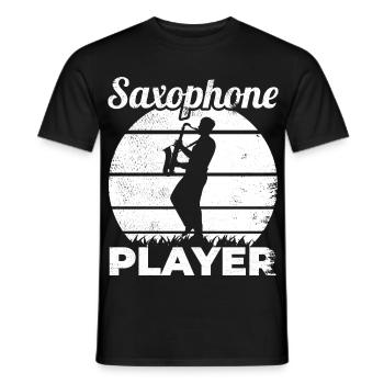 Funny saxophone player - Men's T-Shirt - black - Front - AI Model Male 178 light (178cm)