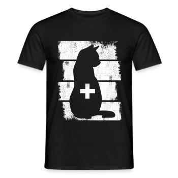 Vétérinaire chat - T-shirt homme - noir - Devant - AI Model Male 178 light (178cm)