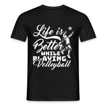 Das Leben ist besser mit Volleyball - Männer T-Shirt - Schwarz - Vorne - AI Model Male 178 light (178cm)
