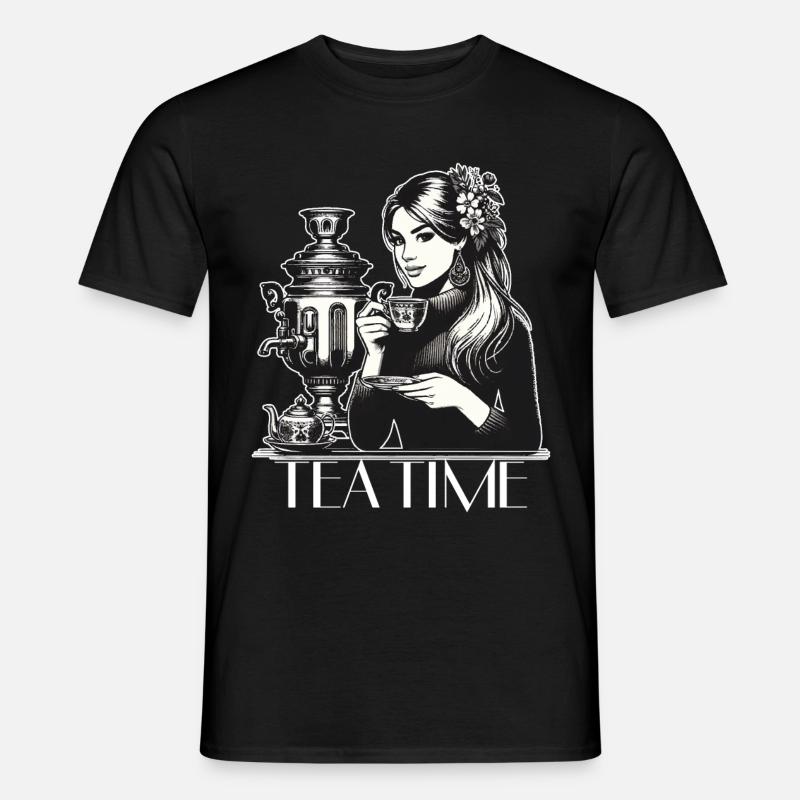 Samowar Teezeit Frau Geschenk - Männer T-Shirt - Schwarz