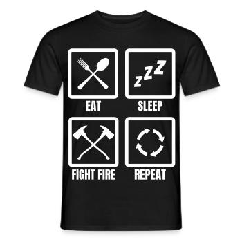 Eat Sleep Fight Fire Repeat - Men's T-Shirt - black - Front - AI Model Male 178 light (178cm)