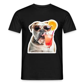 lustige Bulldogge mit Cocktail - Männer T-Shirt - Schwarz - Vorne - AI Model Male 178 light (178cm)