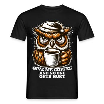 Owl Coffee Tired Gift - Men's T-Shirt - black - Front - AI Model Male 178 light (178cm)