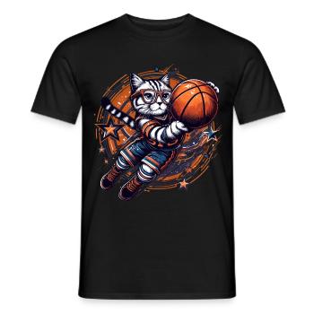 Basket-ball chat Dunking lunettes cadeau - T-shirt homme - noir - Devant - AI Model Male 178 light (178cm)