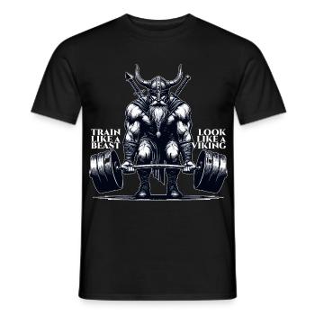 Wikinger Kreuzheben Geschenk - Männer T-Shirt - Schwarz - Vorne - AI Model Male 178 light (178cm)