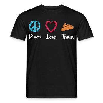 Trains Paix Amour - T-shirt homme - noir - Devant - AI Model Male 178 light (178cm)