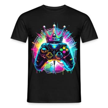 Gaming controller with crown - Men's T-Shirt - black - Front - AI Model Male 178 light (178cm)