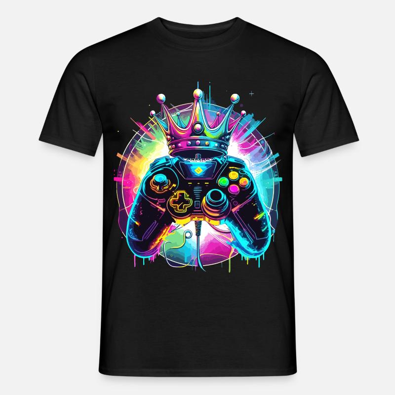 Gaming Controller mit Krone - Männer T-Shirt - Schwarz