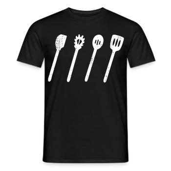 Kochlöffel Set Zeichnung - Männer T-Shirt - Schwarz - Vorne - AI Model Male 178 light (178cm)