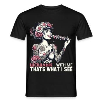 Schaschlik lecker Frau Tattoo Geschenk - Männer T-Shirt - Schwarz - Vorne - AI Model Male 178 light (178cm)