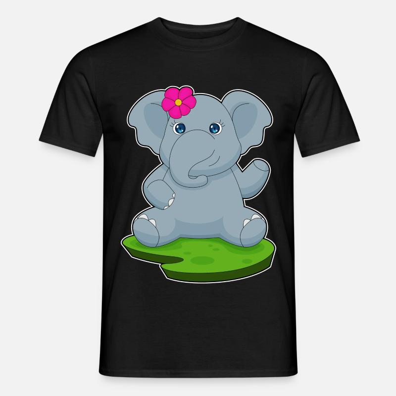 Elefant Blume - Männer T-Shirt - Schwarz