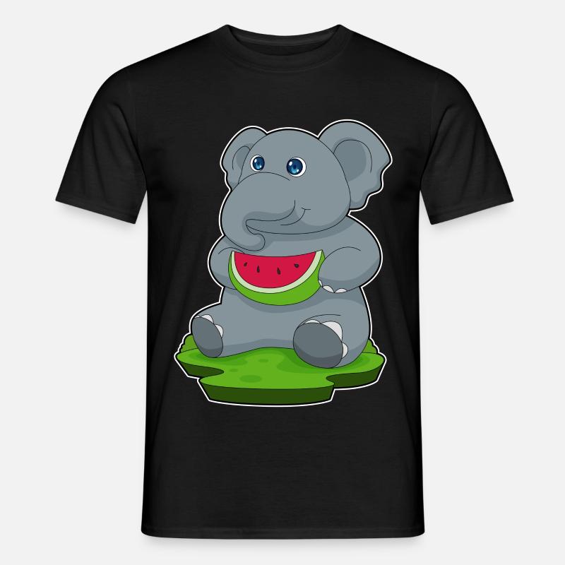 Éléphant Pastèque Fruit - T-shirt homme - noir