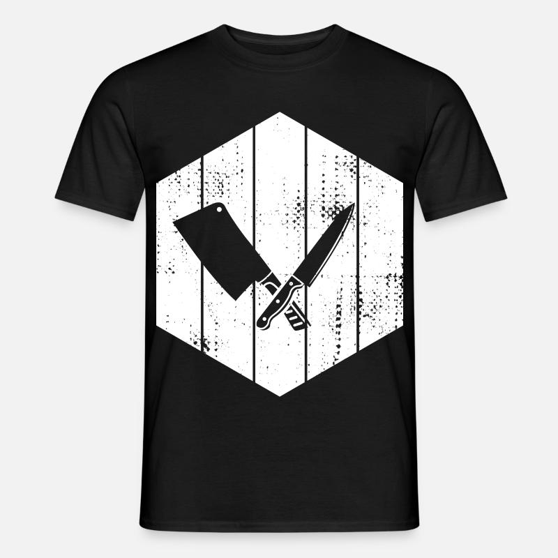 Messer Hackbeil Zeichnung - Männer T-Shirt - Schwarz