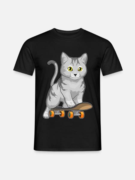 Katze Skater Skateboard Sport - Männer T-Shirt - Schwarz