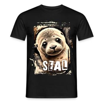 Seal - Robben-Baby - Männer T-Shirt - Schwarz - Vorne - AI Model Male 178 light (178cm)