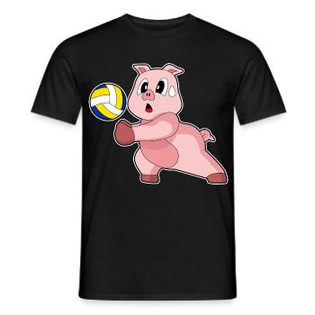Pig Volleyball Player Volleyball Sports - Men's T-Shirt - black - Front - AI Model Male 178 light (178cm)
