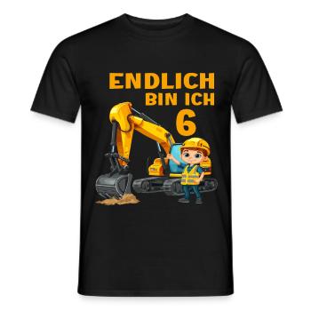 Baggerfahrer 6 Geburtstag Baggern 6 Jahre Bagger - Männer T-Shirt - Schwarz - Vorne - AI Model Male 178 light (178cm)