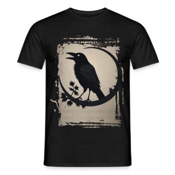 Corbeau assis sur une branche - T-shirt homme - noir - Devant - AI Model Male 178 light (178cm)