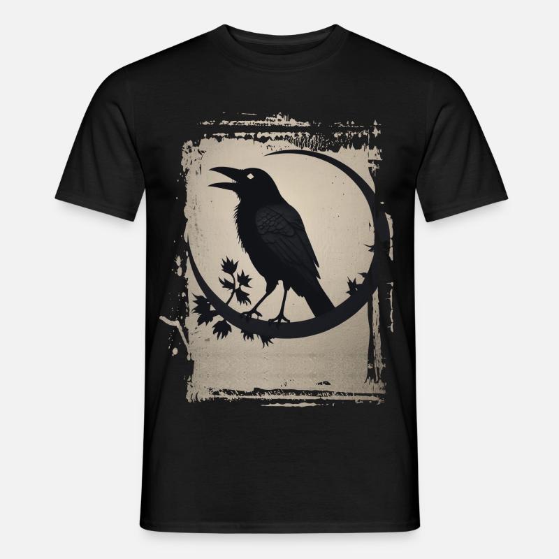 Rabe auf Ast sitzend - Männer T-Shirt - Schwarz
